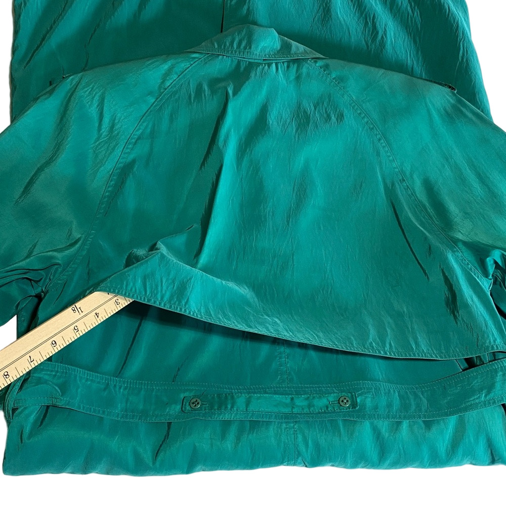 FORCASTER of BOSTON Women's Fully Lined Long Classic Belted Teal Trench Coat-7/8 - Picture 13 of 16